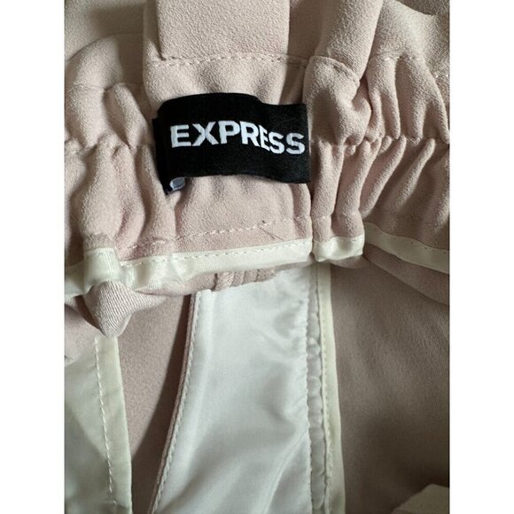 Express High Waisted Wide Leg Paperbag Belted Light Pink Pants Size M - Picture 6 of 6